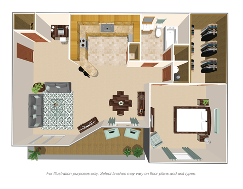 1 Bedroom Floor Plan at Colonial Village, Kentucky